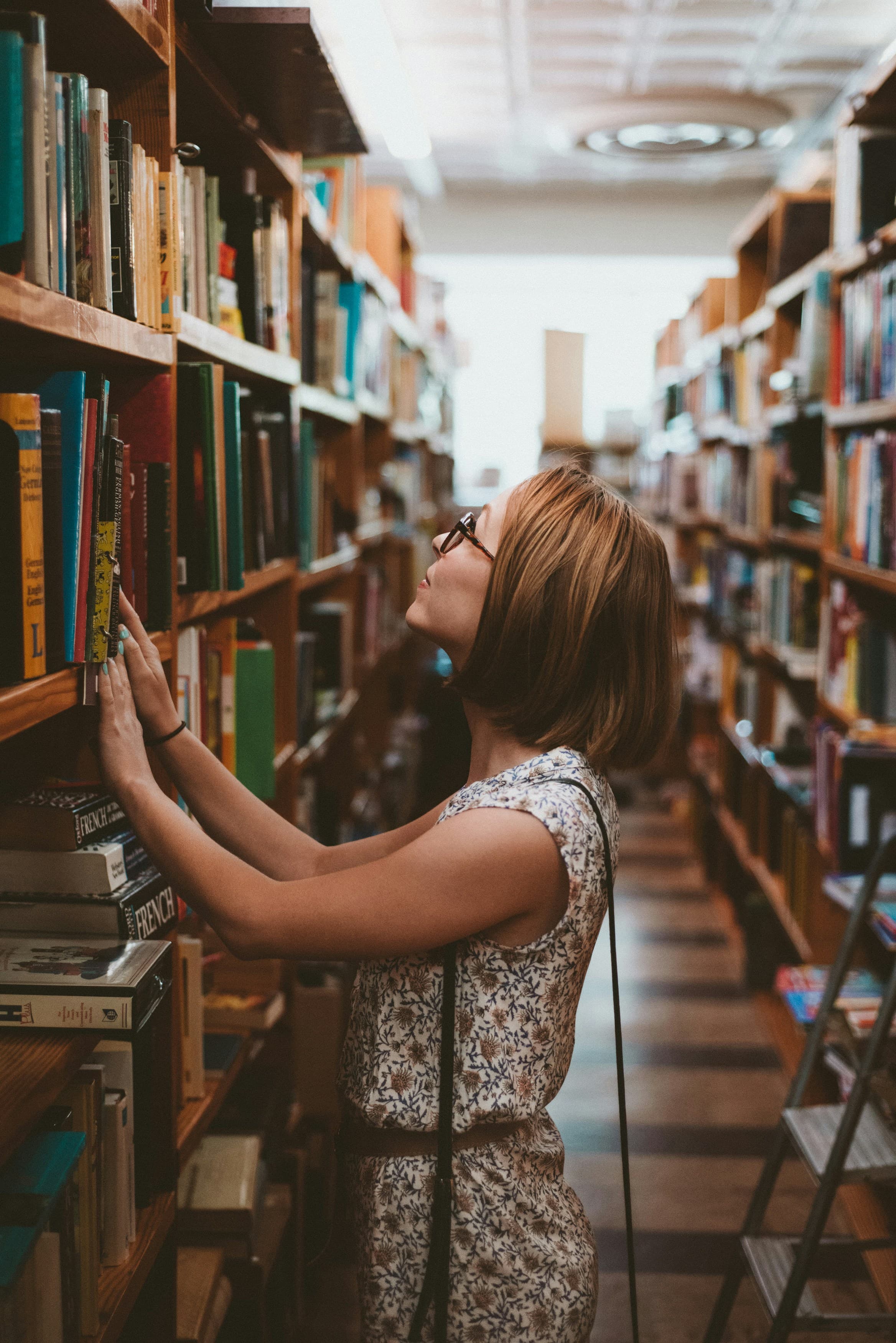 IELTS Life Skills student in library