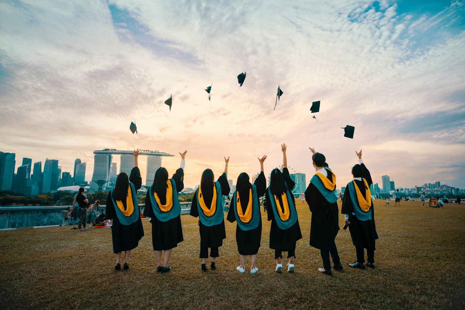 Students on campus after completing their course