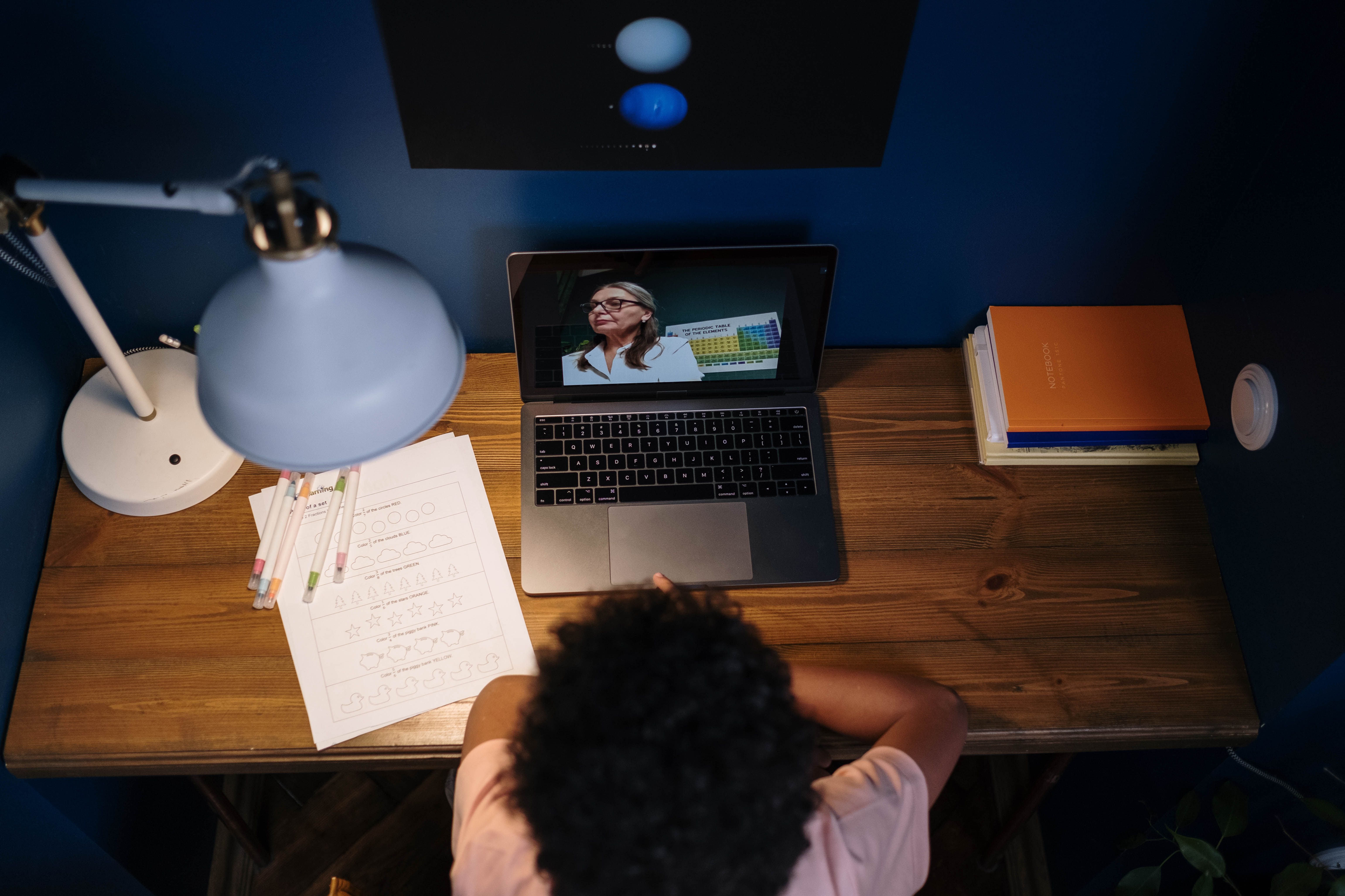 Student studying with educational materials